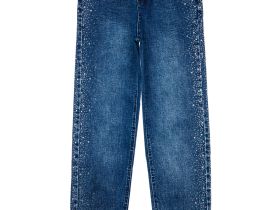 Брюки текстильные джинсовые для девочек