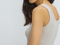 Майка в рубчик с вырезом хенли, Бежевый