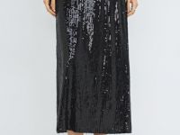 Прямая юбка с пайетками, Черный