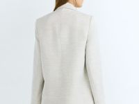 Двубортный жакет из вискозы и льна, Бежевый