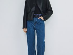 Короткая куртка из искусственной кожи, Черный