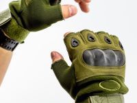 Тактические перчатки без пальцев, армейские, зеленые XL