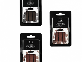 Набор сангина темная Малевичъ, квадратные мелки, 3 шт