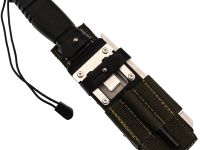 Тактический нож КАМПО-В, сталь 95Х18, рукоять термоэластопласт, титановые ножны с пилой