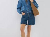 Джинсовый бомбер, Синий