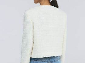 Укороченный жакет из твида, Бежевый