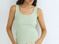 Базовая майка в рубчик, Зеленый