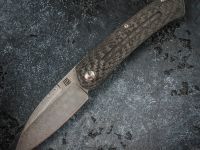 Складной нож Artisan Centauri, сталь дамаск, рукоять черный карбон/титан