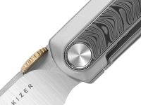 Складной нож Kizer Quoll, сталь S45VN, рукоять Titanium&Rainbow Damascus