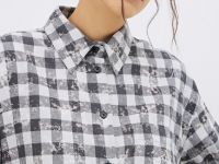 Удлинённая рубашка в клетку, Серый