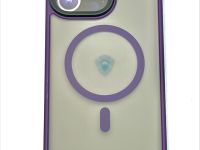 Чехол-накладка Dfansdesign Magsafe Case для Apple iPhone 14 Pro Max пластиковый прозрачно-черный (фиолетовая рамка)