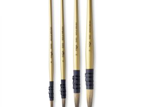 Кисть синтетика №12 круглая, французское крепление Гамма "GOLD BRUSH" короткая ручка