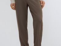 Прямые брюки с эластичным поясом, Коричневый