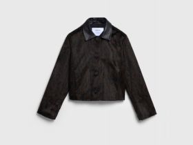 Куртка из искусственной кожи с ворсом, Черный
