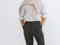 Прямые брюки с эластичным поясом, Серый