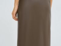 Юбка миди из искусственной кожи, Коричневый