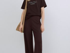 Широкие брюки из трикотажа, Коричневый