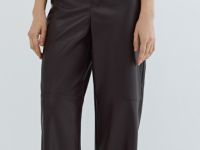 Прямые брюки из искусственной кожи, Фиолетовый