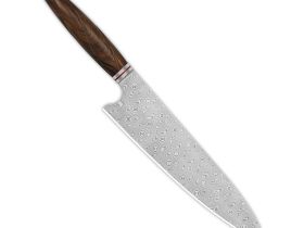 Поварской кухонный шеф нож QSP Mulan Series, сталь дамаск, рукоять дерево айронвуд