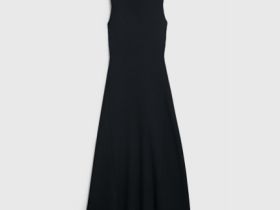 Вязаное платье с расклёшенной юбкой, Черный