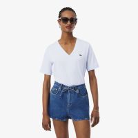 Женская футболка Lacoste свободного кроя из мягкого хлопка с V-образным вырезом