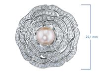 Брошь из белого золота с бриллиантами и жемчугом э0952бш03220405