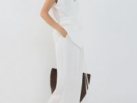 Широкие брюки со складками, Белый