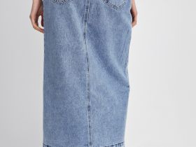 Джинсовая юбка макси с разрезом