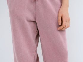 Трикотажные брюки с эффектом стирки для девочек, Розовый