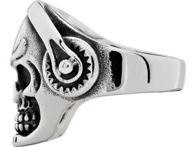 Кольцо мужское ZIPPO, серебристое, в форме черепа, нержавеющая сталь, диаметр 21,7 мм