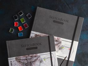 Скетчбук для акварели Малевичъ "Veroneze" 20 л 300 г, 70% хлопок, серый, среднее зерно