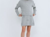 Вязаная юбка с бантами для девочек, Серый