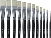 Кисть щетина №22 плоская Альбатрос "Профи" длинная ручка черная