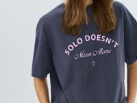 Футболка оверсайз с принтом, Серый