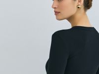 Лонгслив в рубчик, Черный