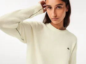 Женский шерстяной свитер Lacoste с круглым вырезом
