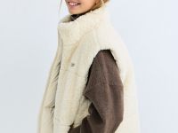 Утеплённый двусторонний жилет для девочек, Бежевый