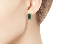 Пусеты из белого золота с хромдиопсидами э4754пс10200418