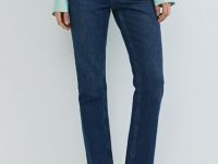 Прямые джинсы с высокой посадкой, Синий