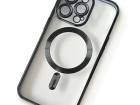 Чехол-накладка Clear Case Magsafe для iPhone 15 Pro пластиковый (черная рамка)