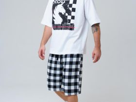 Комплект для мужчин: фуфайка (футболка) трикотажная, шорты текстильные