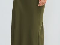 Юбка А-силуэта из сатина, Зеленый