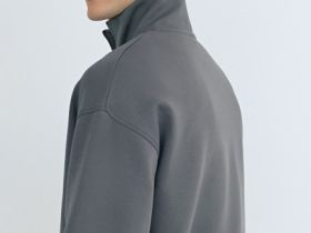 Толстовка с воротником-стойкой на молнии, Голубой