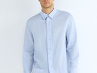 Рубашка изо льна, Голубой