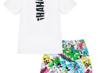 Комплект трикотажный для девочек: фуфайка (футболка), шорты