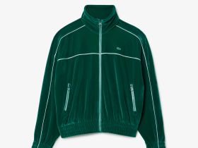 Женская велюровая толстовка Lacoste оверсайз на молнии