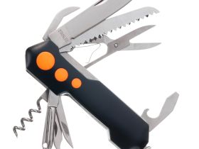 Нож перочинный Stinger 96 мм, 15 функций, черный/оранжевый, в блистере