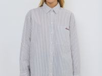 Рубашка в полоску с вышивкой, Фиолетовый