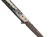 Складной нож Витязь B5299D, сталь дамаск, рукоять огстекло с перламутром, художественное травление