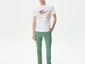 Мужская приталенная Футболка Lacoste приталенного кроя с круглым вырезом